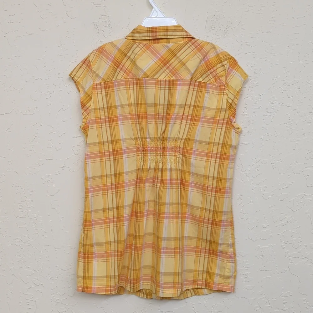 3/$20🌟 Mossimo Girls Sunny Yellow Short Sleeve Button Down Shirt Large 10-12 - Picture 3 of 6